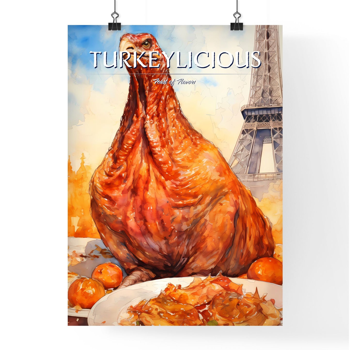 A Poster of Thanksgiving turkey - A Chicken With A Large Head And A Large Head With Oranges Default Title