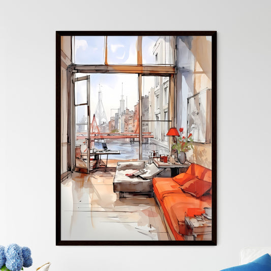 A Poster of Modern studio apartment - A Draw - Framed Art Print