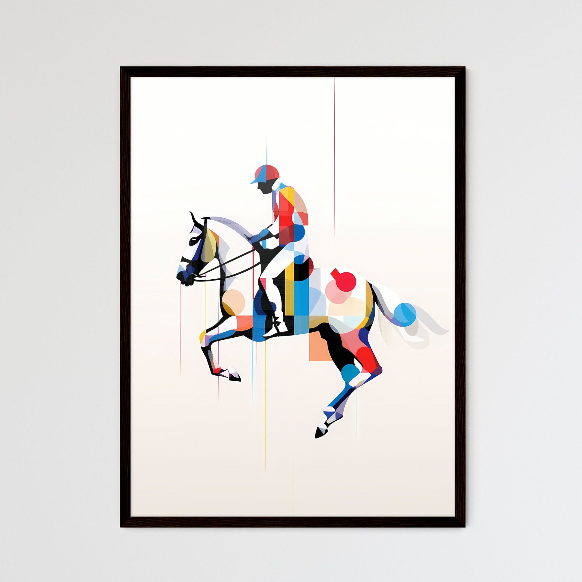 A Poster of minimalist horse rider line art  Wall Art