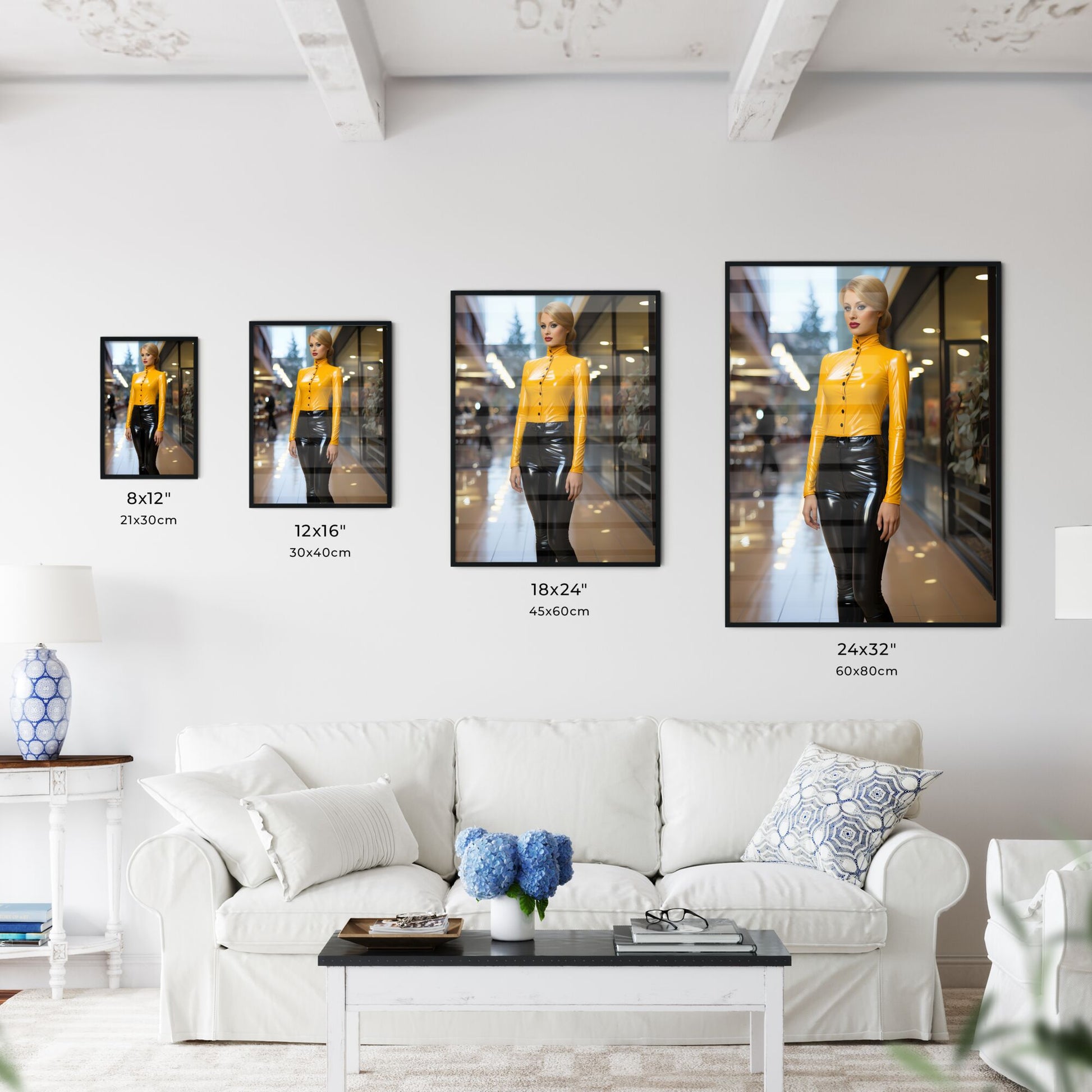 A Poster of beautiful upright standing lady - A Woman In A Yellow Shirt Default Title