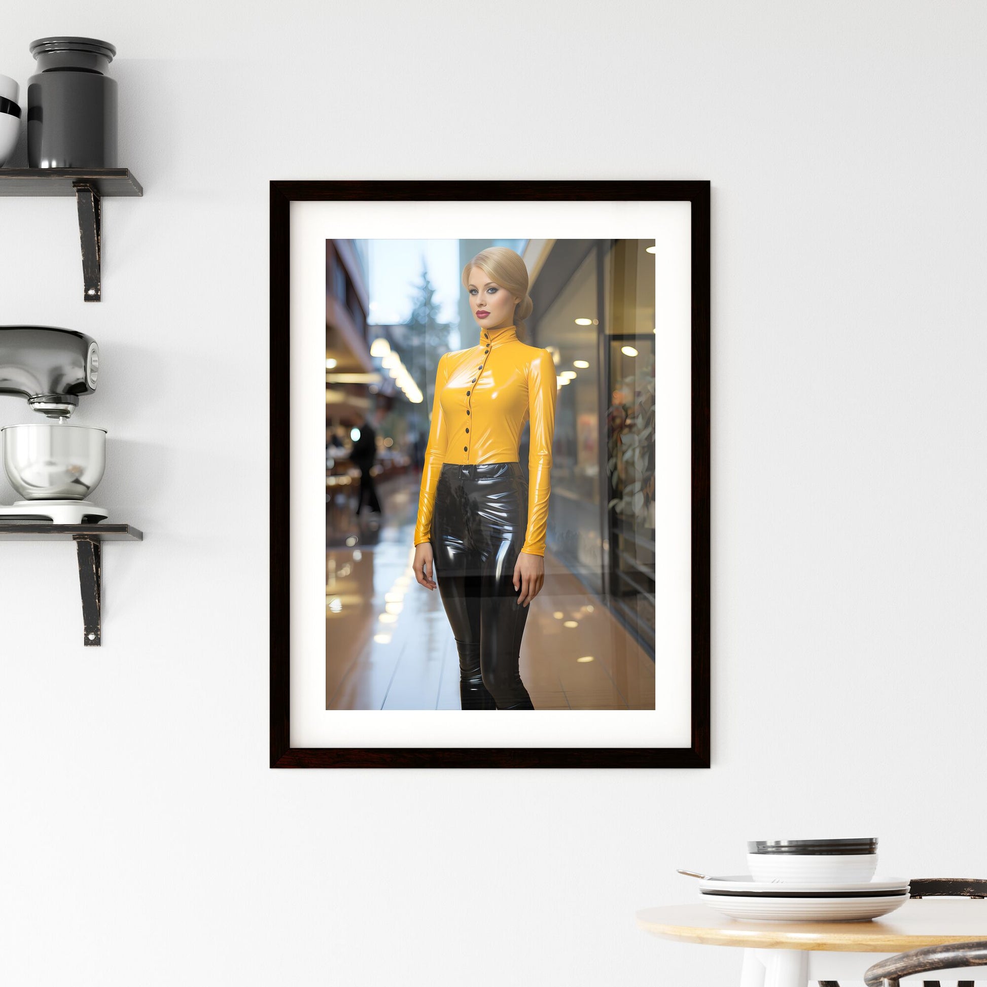 A Poster of beautiful upright standing lady - A Woman In A Yellow Shirt Default Title