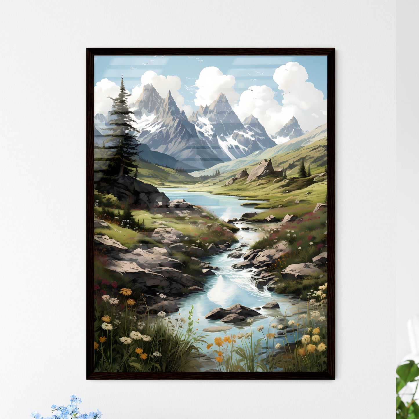 A Poster of Grand Teton National park - A Ri - Framed Art Print
