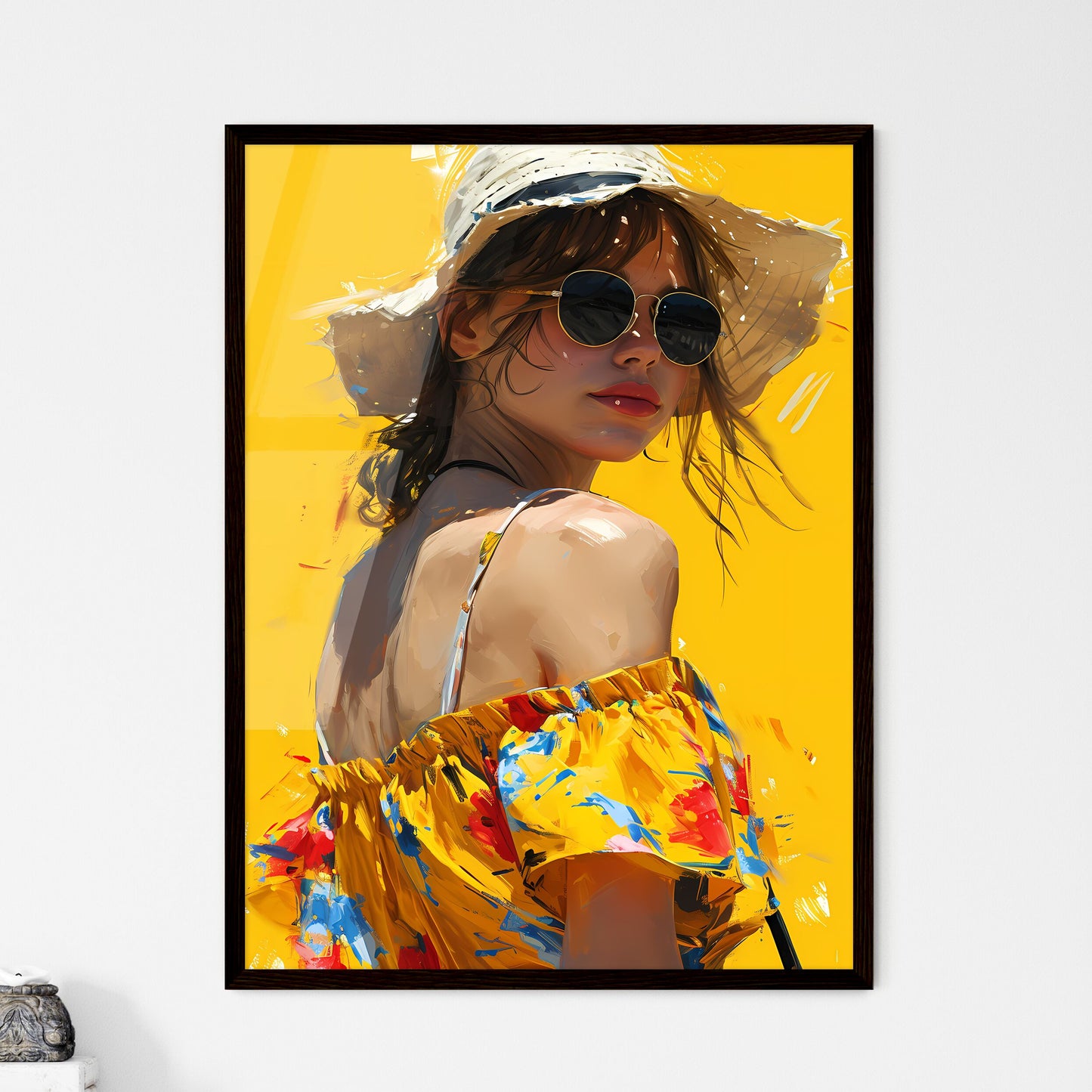 A Poster of paper art style illustration - A - Framed Art Print