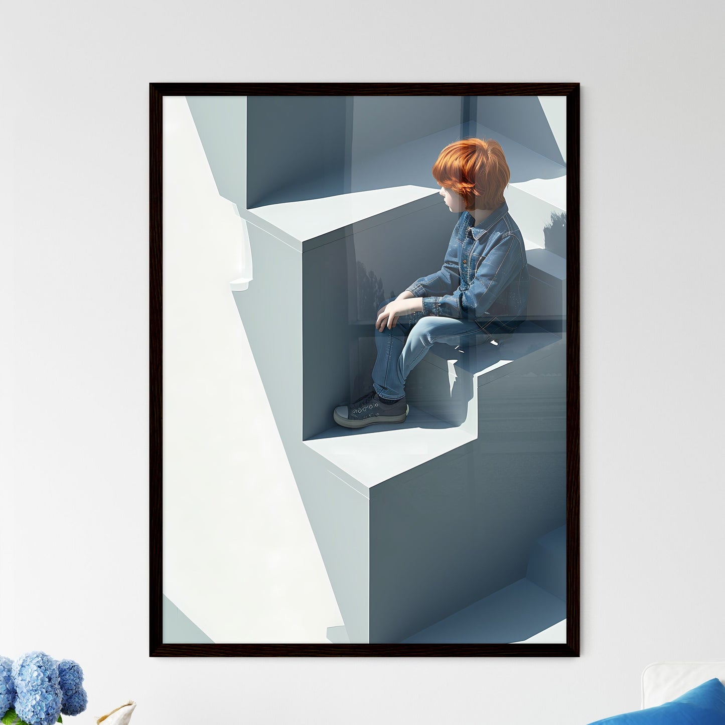 A Poster of pink and blue pastel photomodel  - Framed Art Print