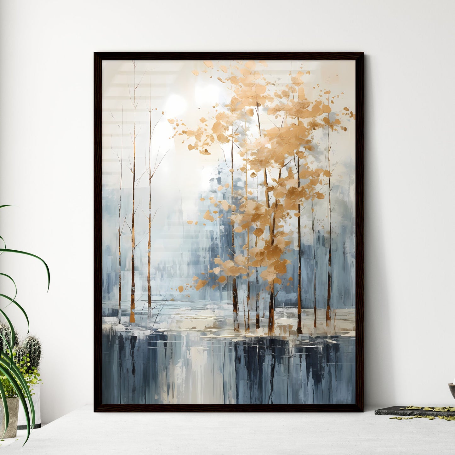 A Poster of painted forest of trees in white - Framed Art Print