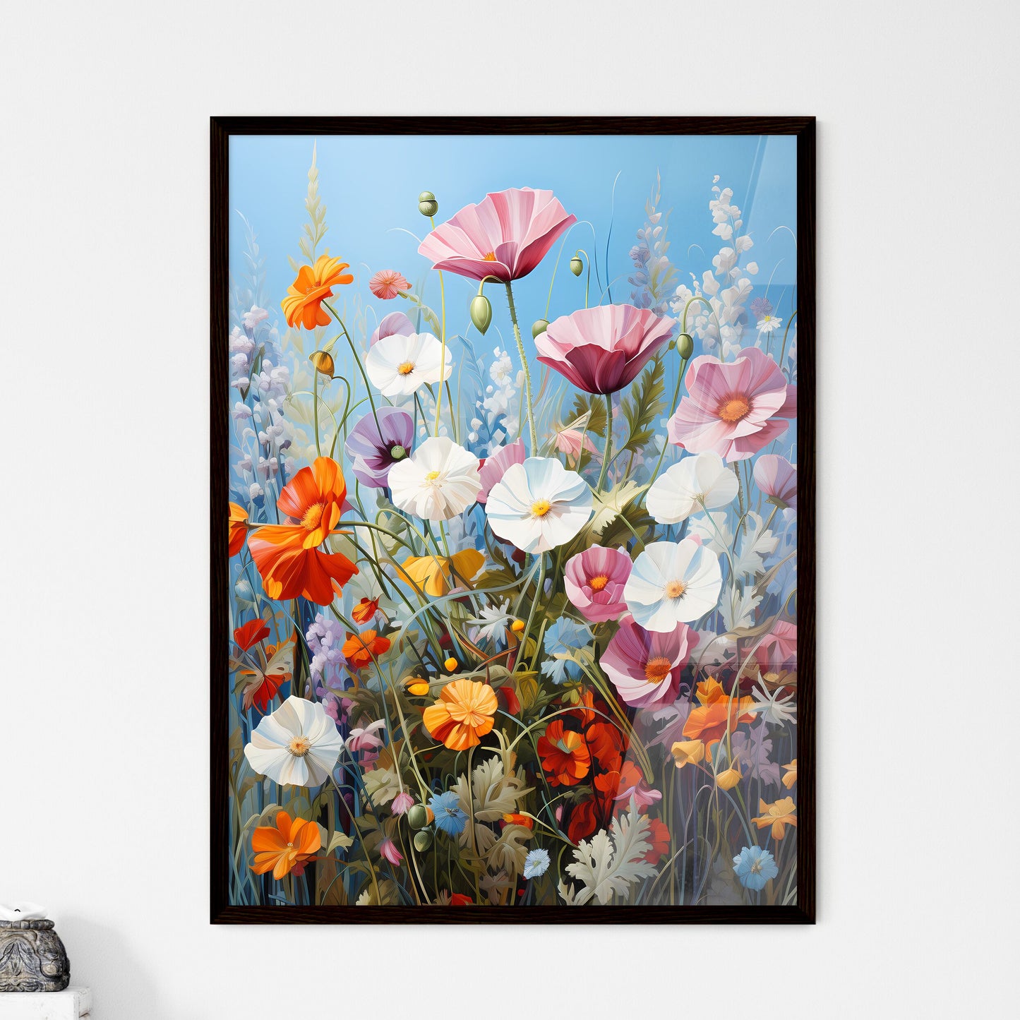 A Poster of In a sea of flowers - A Painting - Framed Art Print
