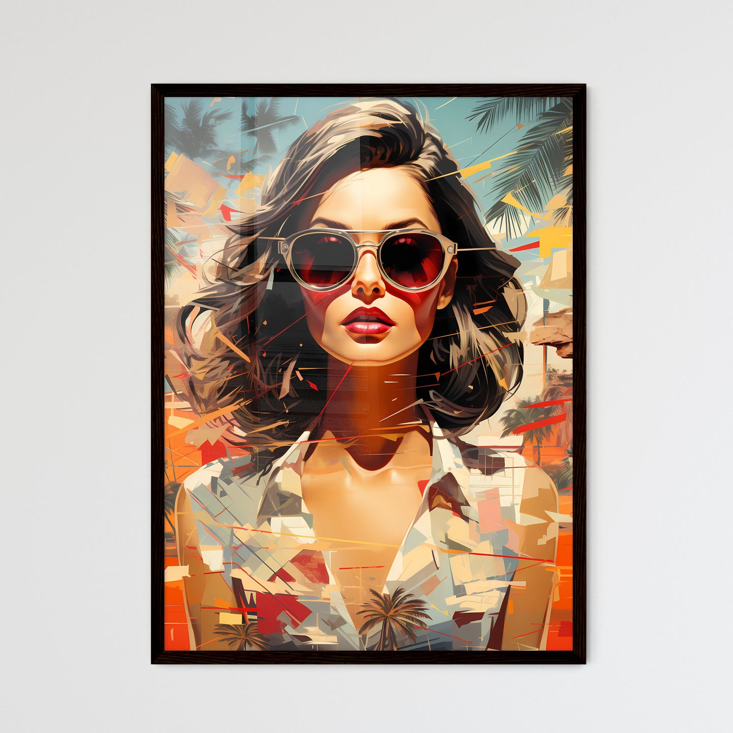 A Poster of Stylish retro poster with beauti - Framed Art Print