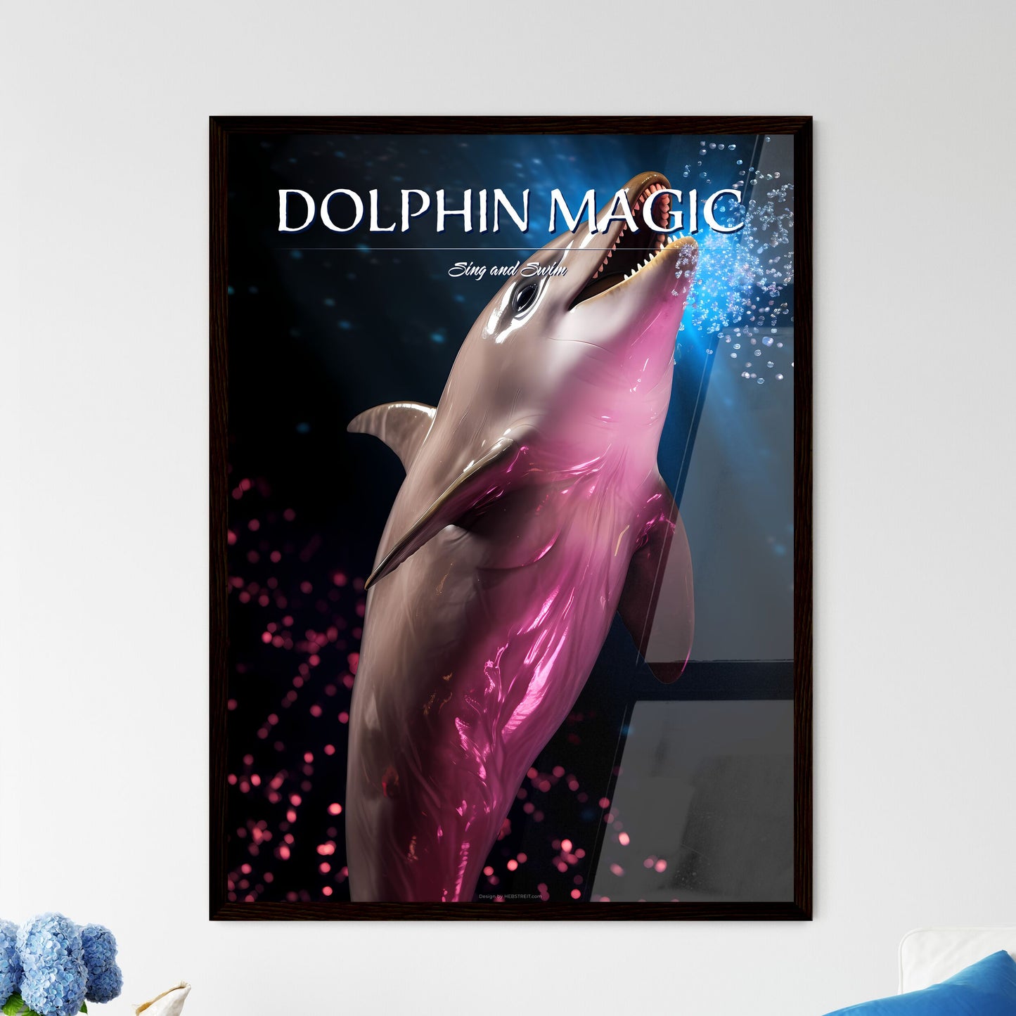 A Poster of A singing dolphin  Wall Art