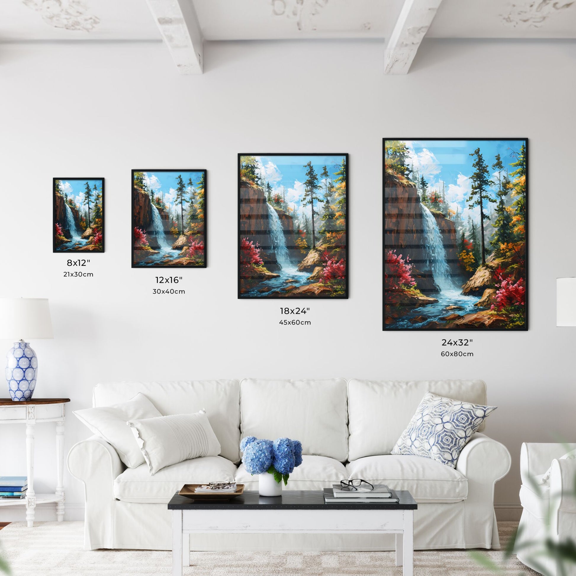 A Poster of Waterfalls landscape - A Waterfall In A Forest Default Title