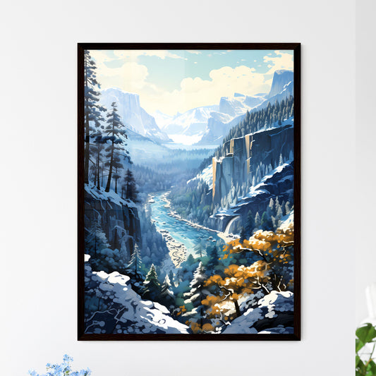 A Poster of Yosemite NAtional Park - A River - Framed Art Print