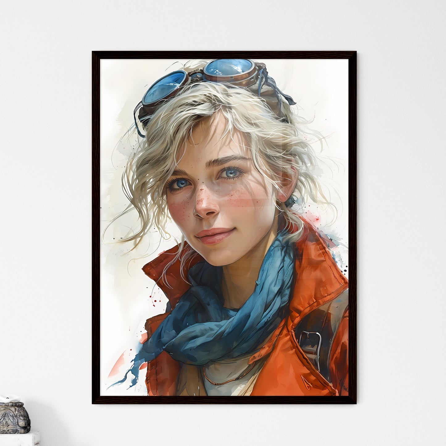 A Poster of gouache painting of a blonde - A - Framed Art Print