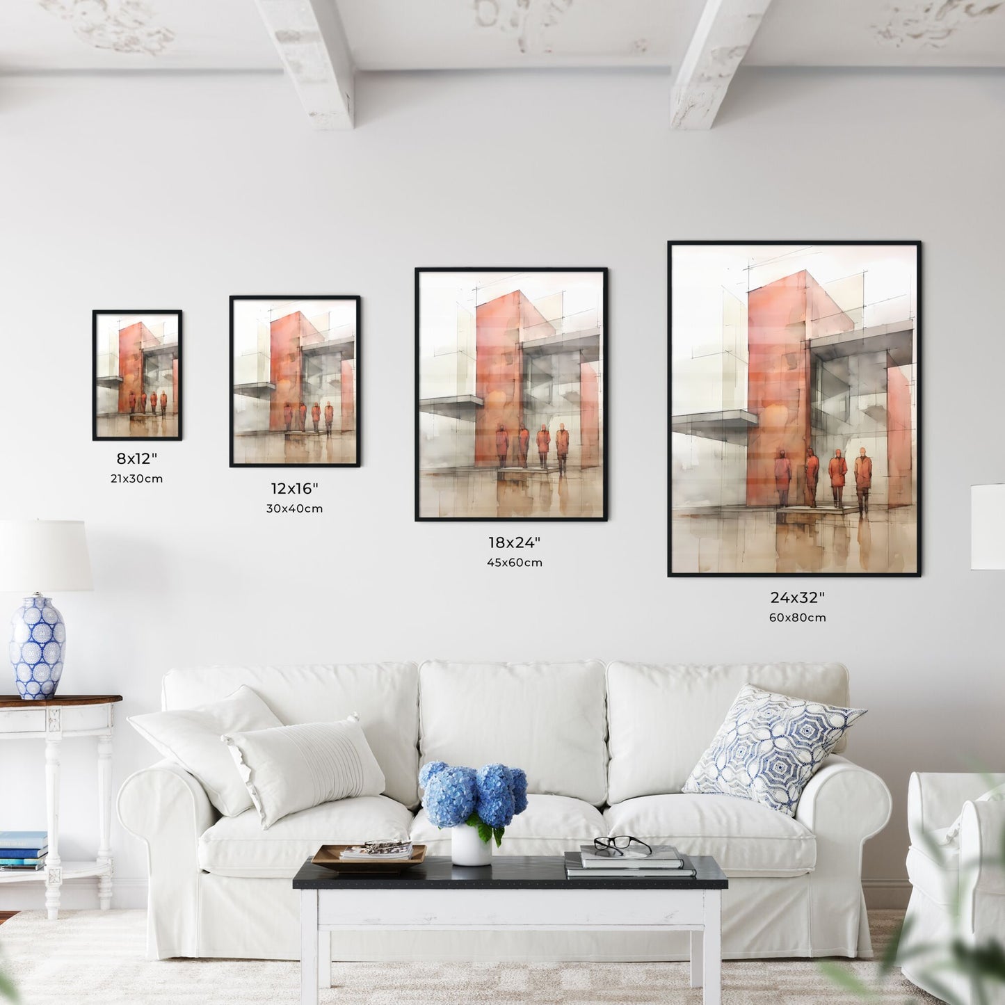 A Poster of minimalism architecture - A Group Of People Standing Outside A Building Default Title