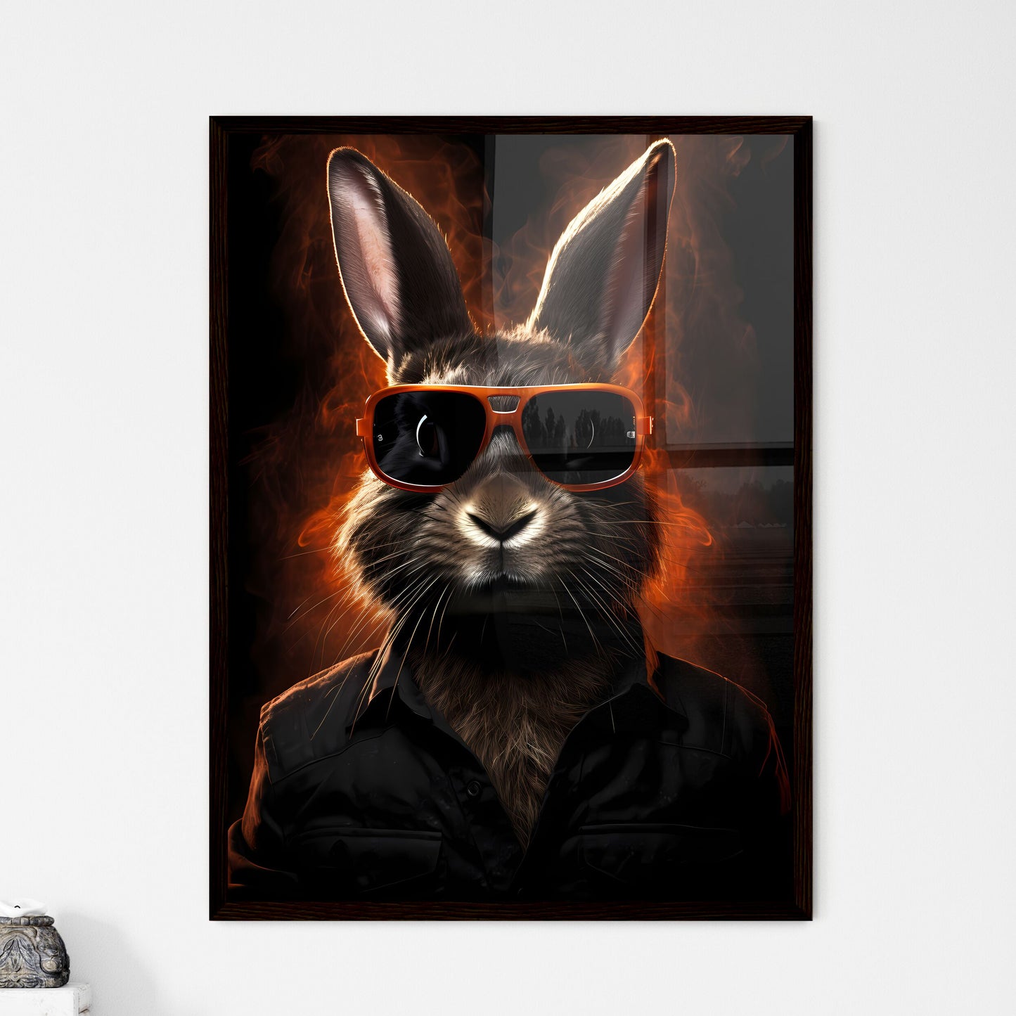 A Poster of A rabbit wearing dark glasses  Wall Art