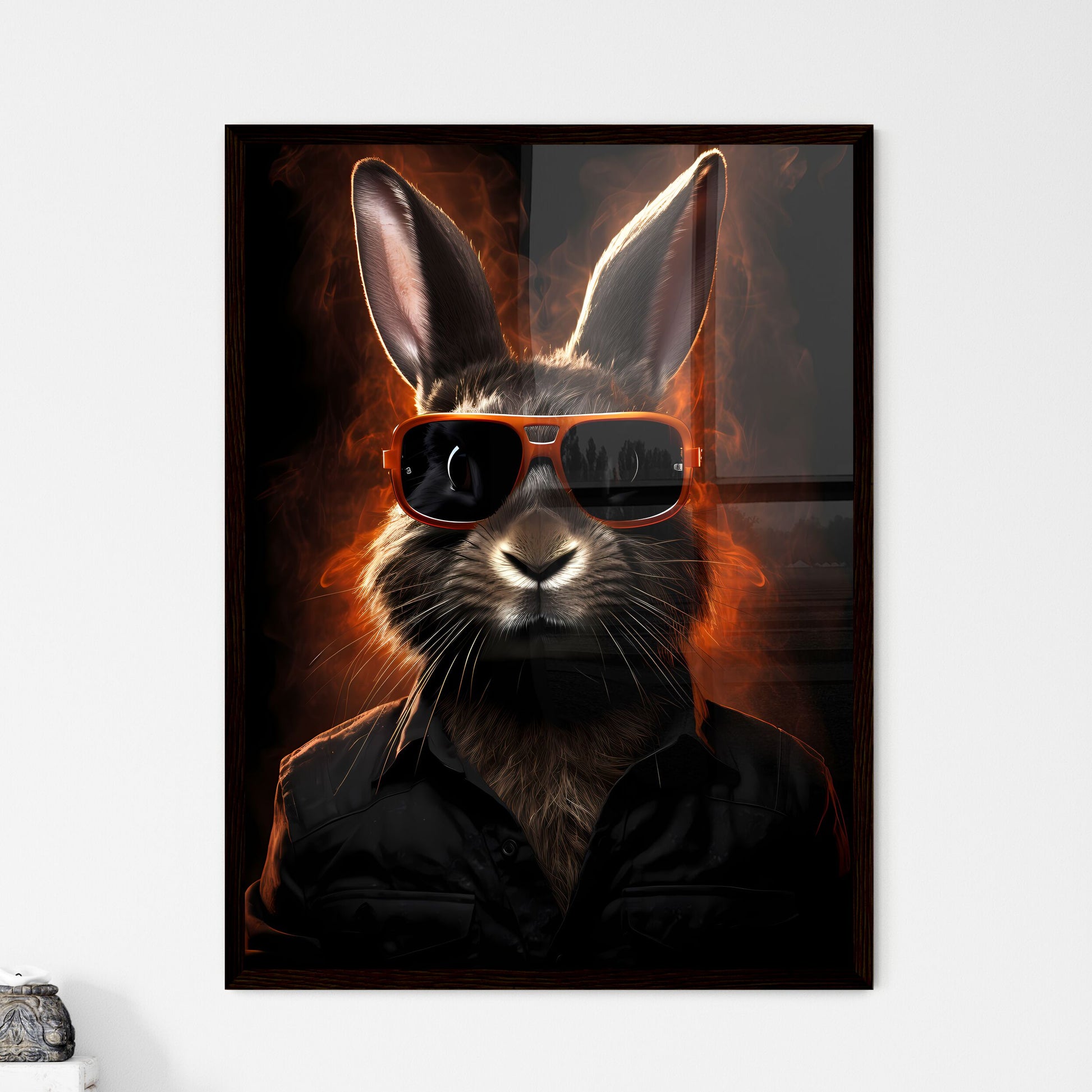 A Poster of A rabbit wearing dark glasses  Wall Art