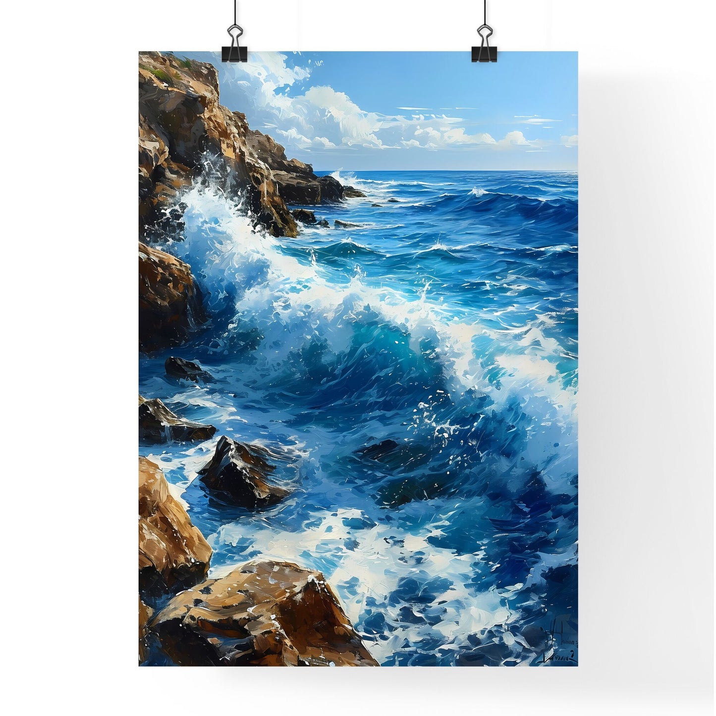 A Poster of waves - Waves Crashing Waves On Rocks Default Title