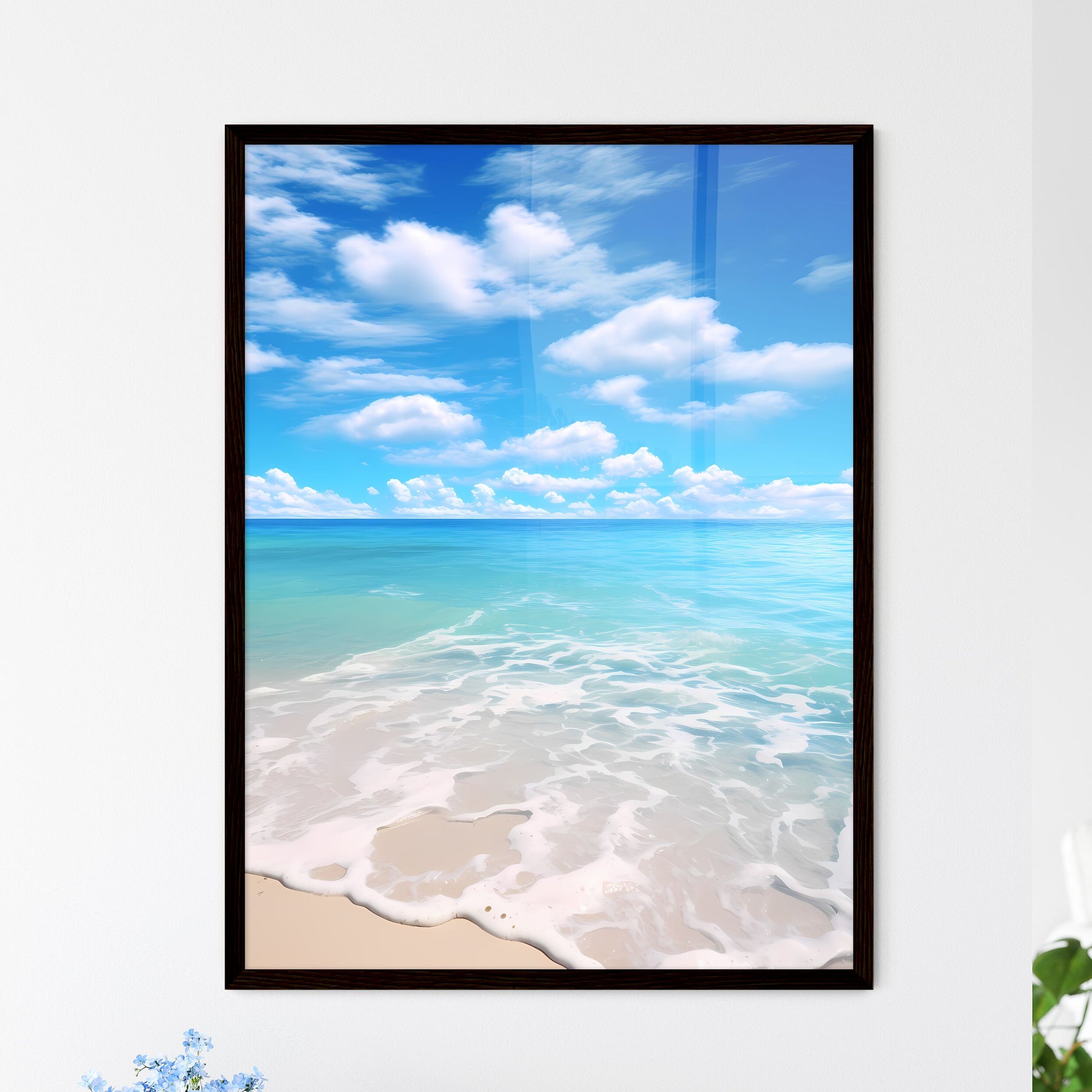 A Poster of On the beach in the south - A Be - Framed Art Print