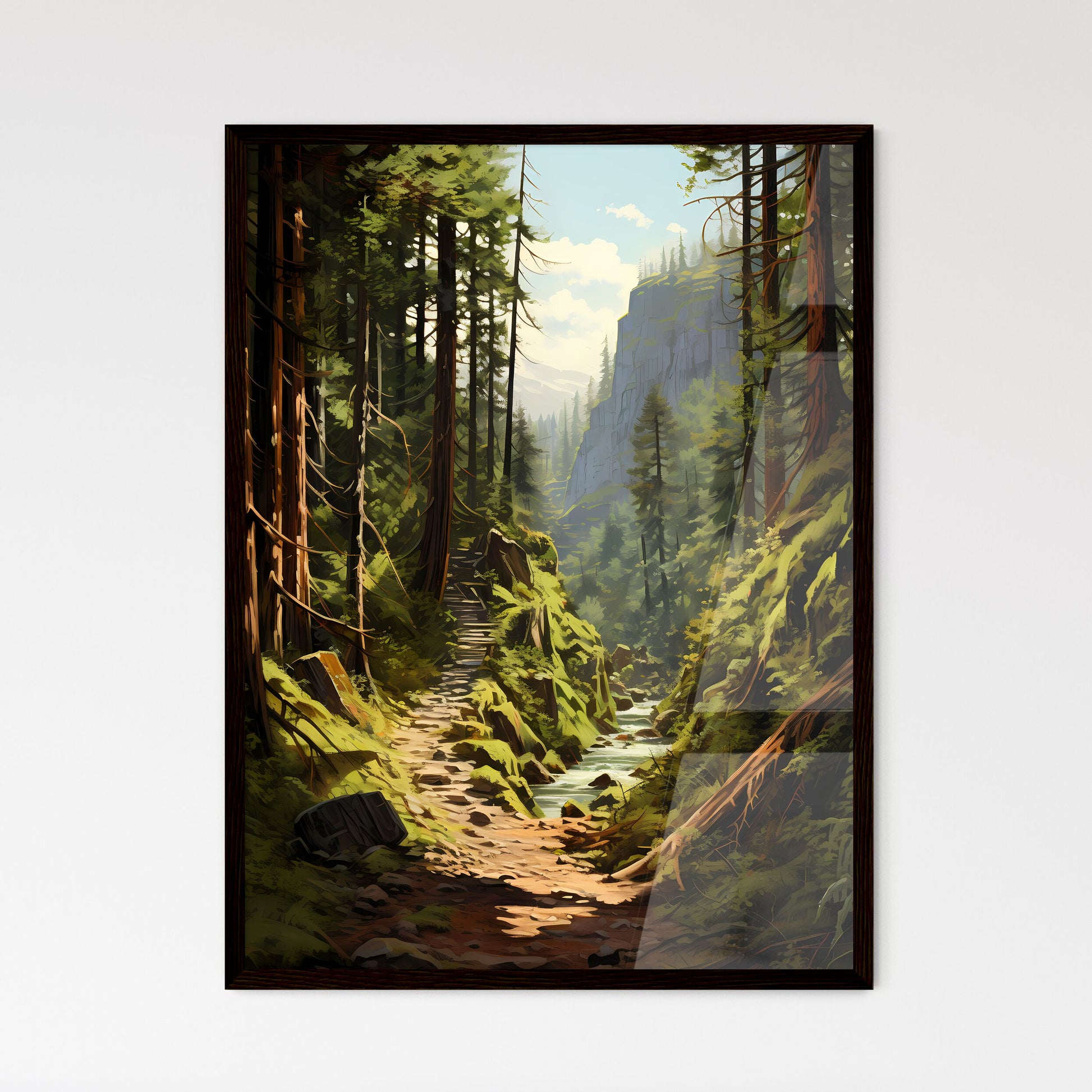 A Poster of Redwood National Park - A Forest - Framed Art Print