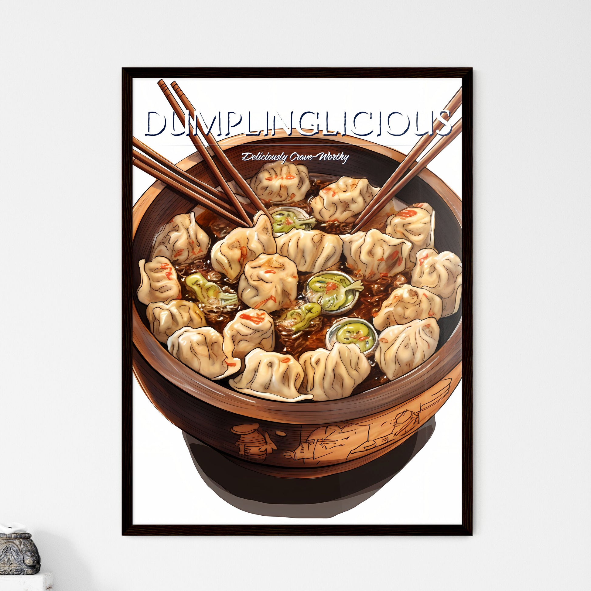A Poster of Hot tasty chinese dumplings - A  - Framed Art Print