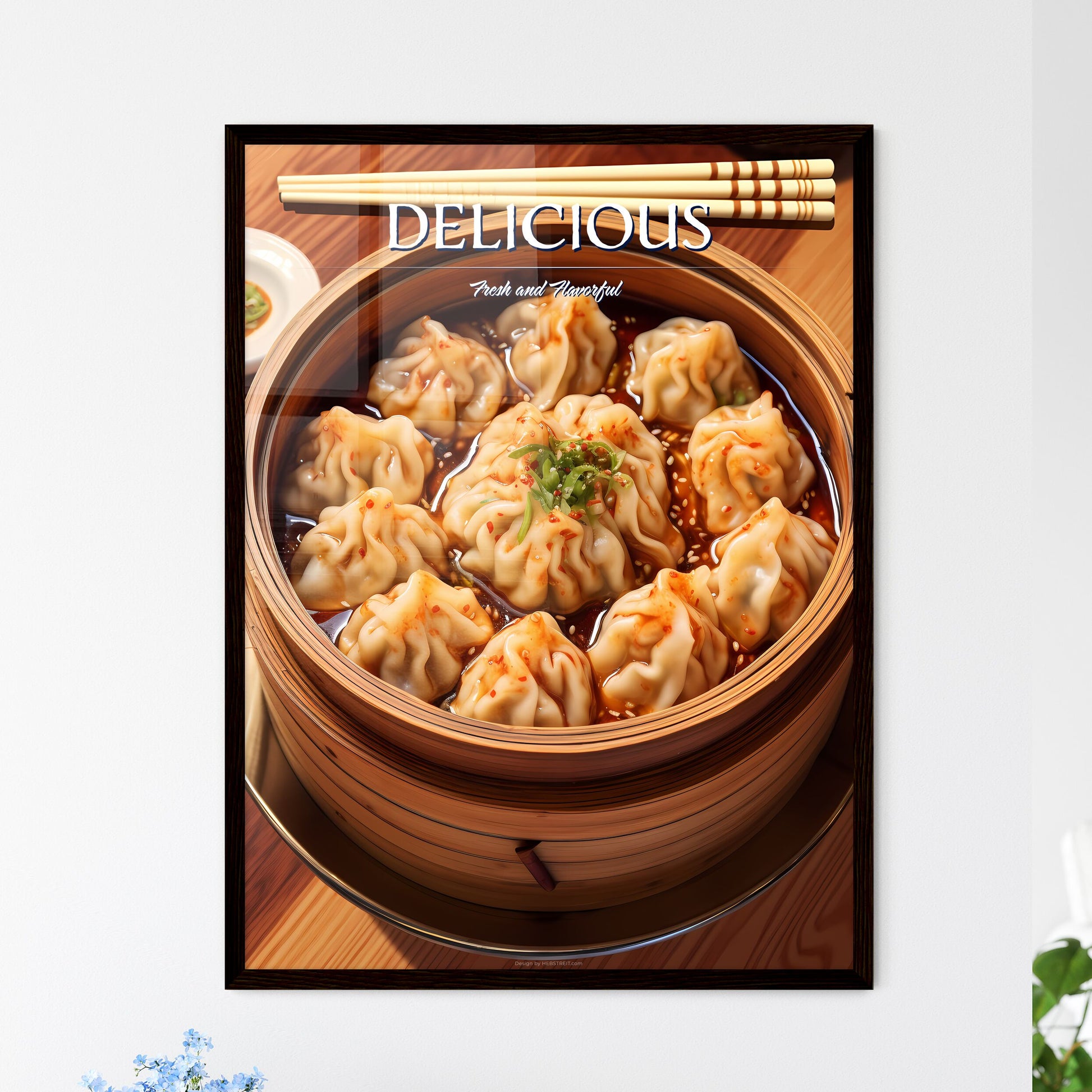 A Poster of Hot tasty chinese dumplings - A  - Framed Art Print