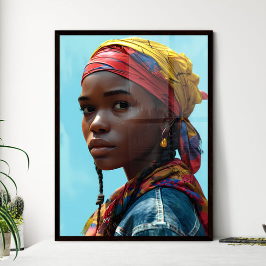 A Poster of light skin features - A Woman With A Colorful Head Scarf Default Title
