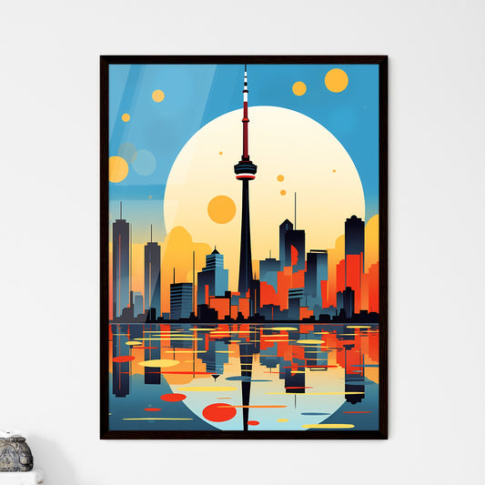 A Poster of minimalist Toronto skyline - A City Skyline With A Large Moon Framed Art