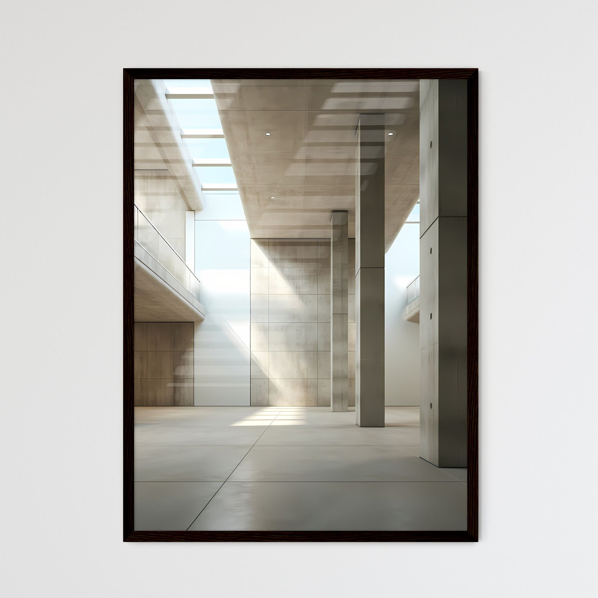 A Poster of Business center hall - A Large R - Framed Art Print