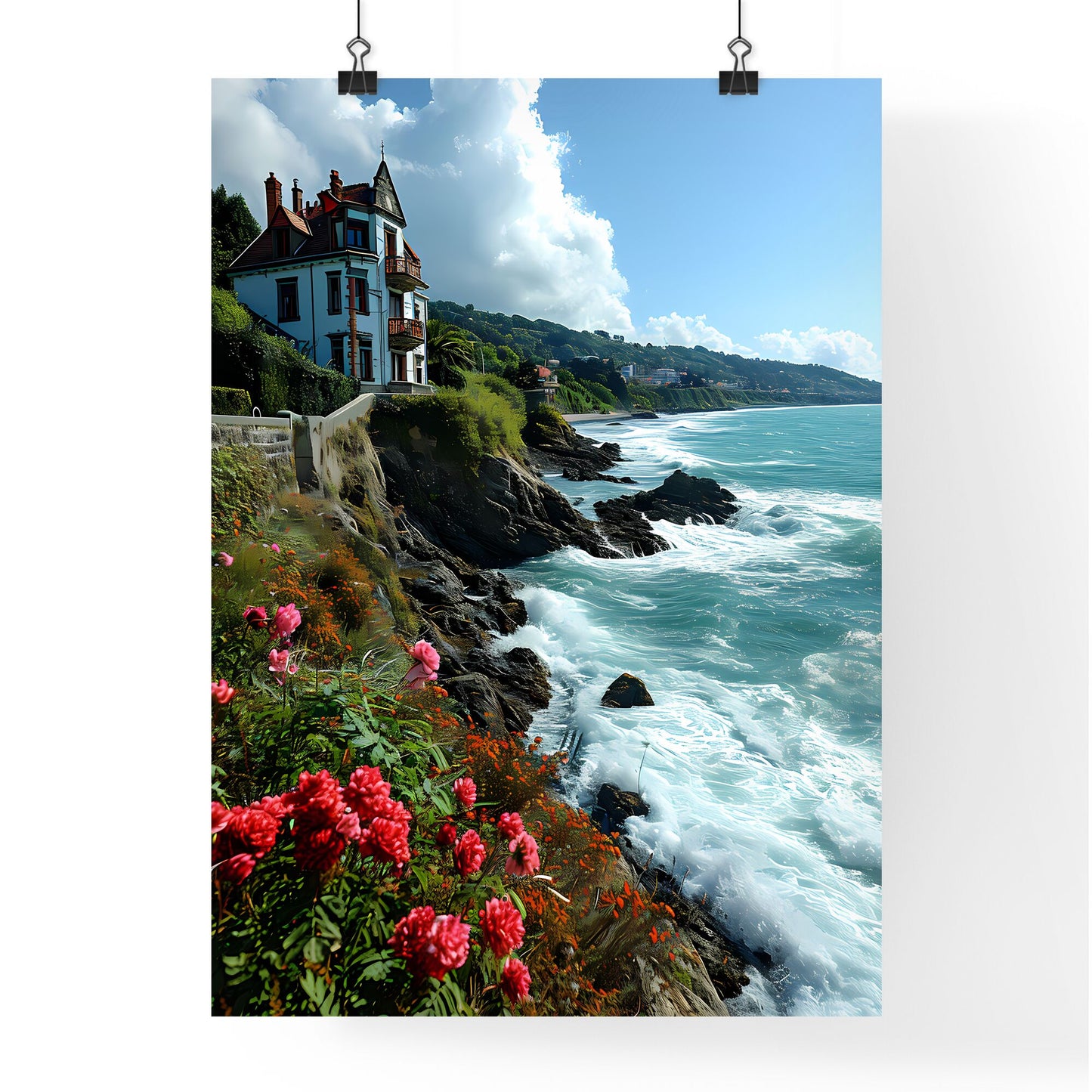 A Poster of wind - A House On A Cliff By The Ocean Default Title