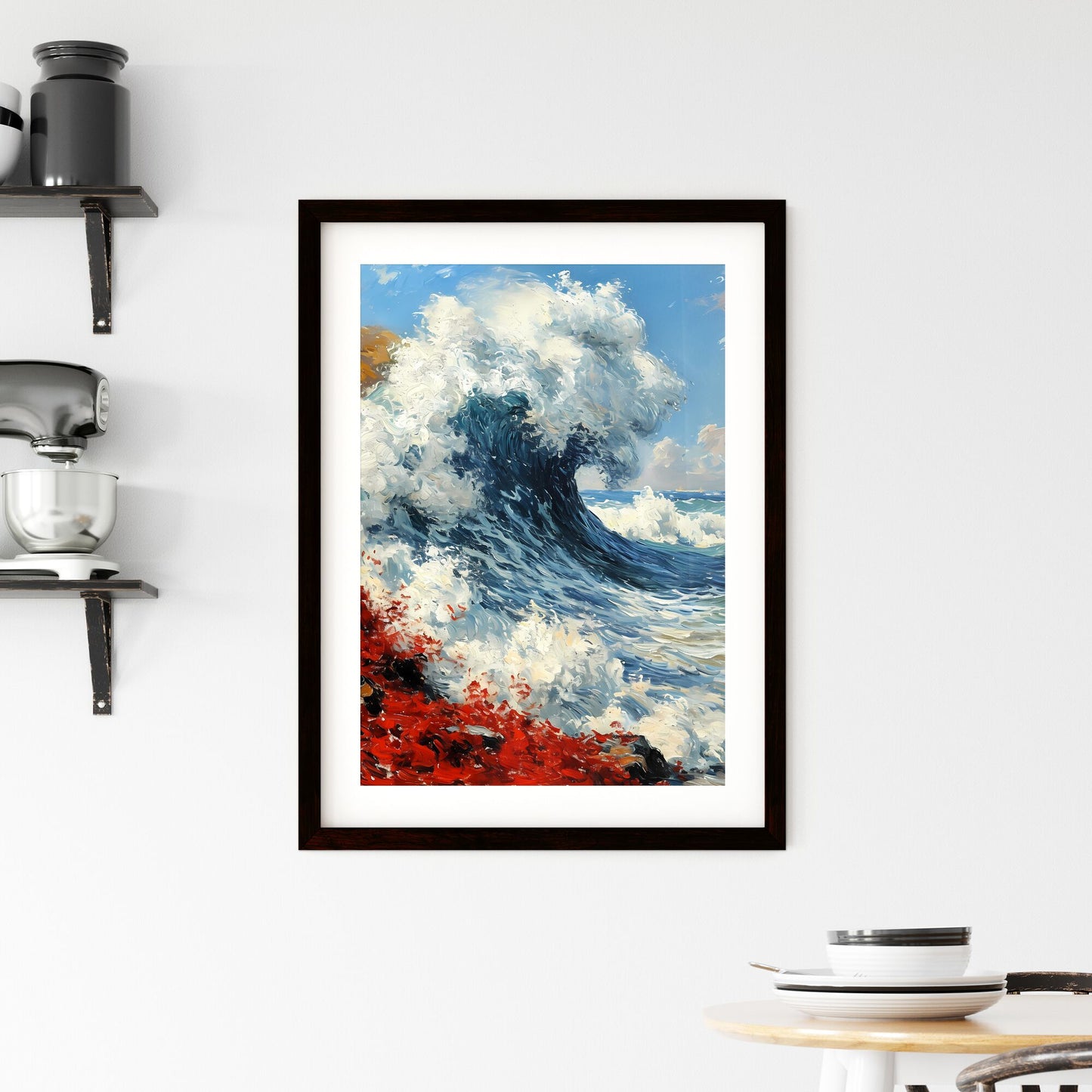 A Poster of waves - A Large Wave Crashing On A Rocky Beach Default Title