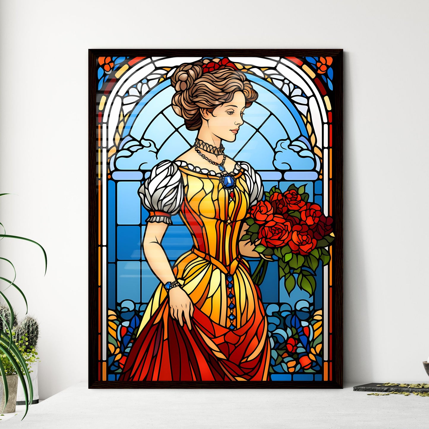 A Poster of elegant victorian woman - A Stai - Framed Art Print