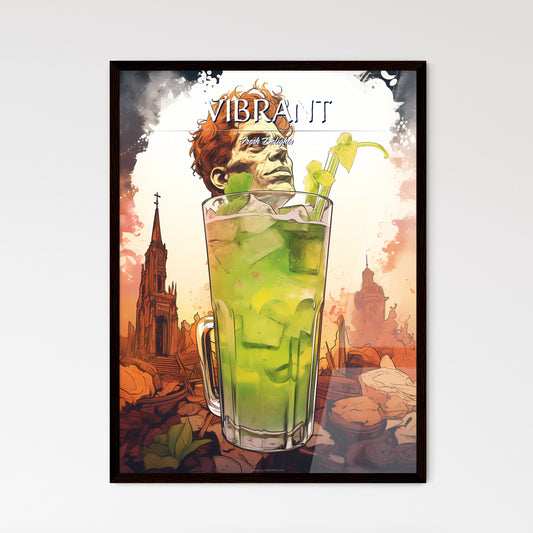 A Poster of mojito drink - A Man'S Head In A Glass Of Green Liquid With A Straw Default Title