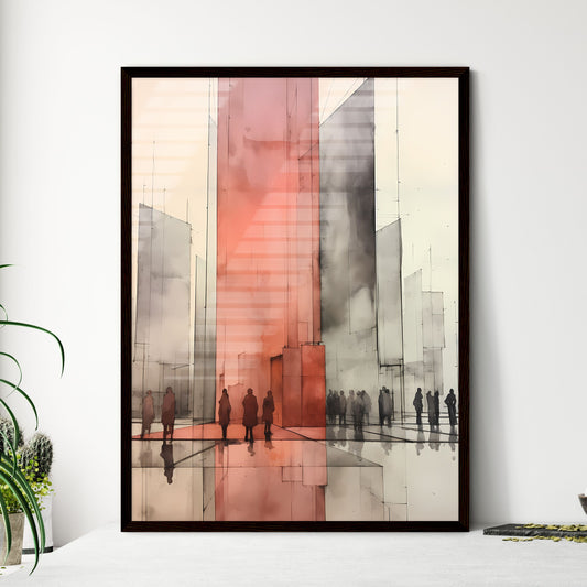A Poster of minimalism architecture - A Group Of People Standing In A City Default Title