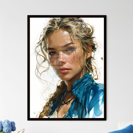 A Poster of gouache painting of a blonde - A - Framed Art Print