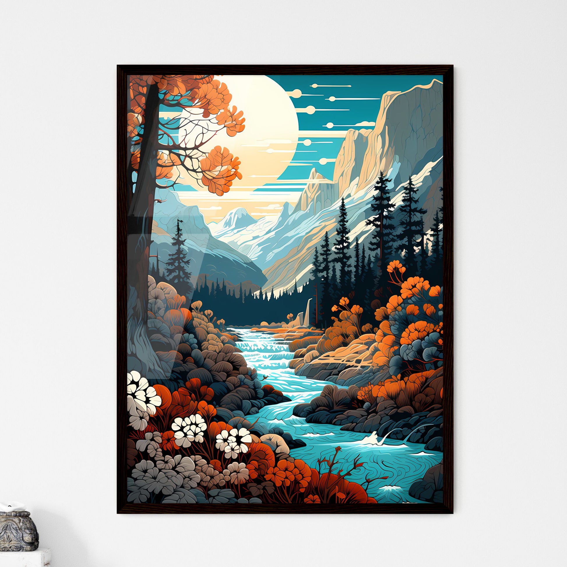 A Poster of Yosemite NAtional Park - A River - Framed Art Print