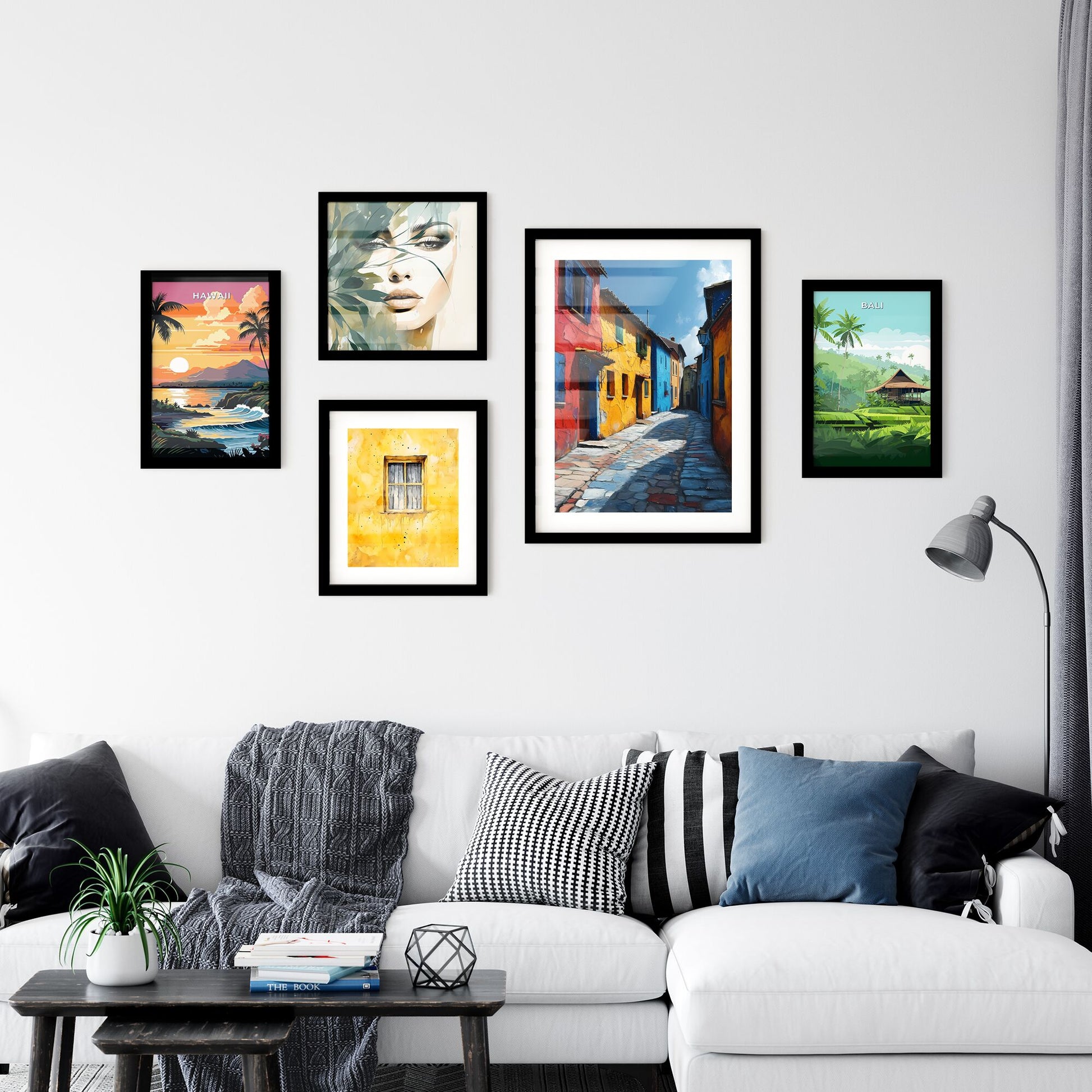 A Poster of Languedoc France - A Colorful Alleyway With Buildings And A Street Light Default Title