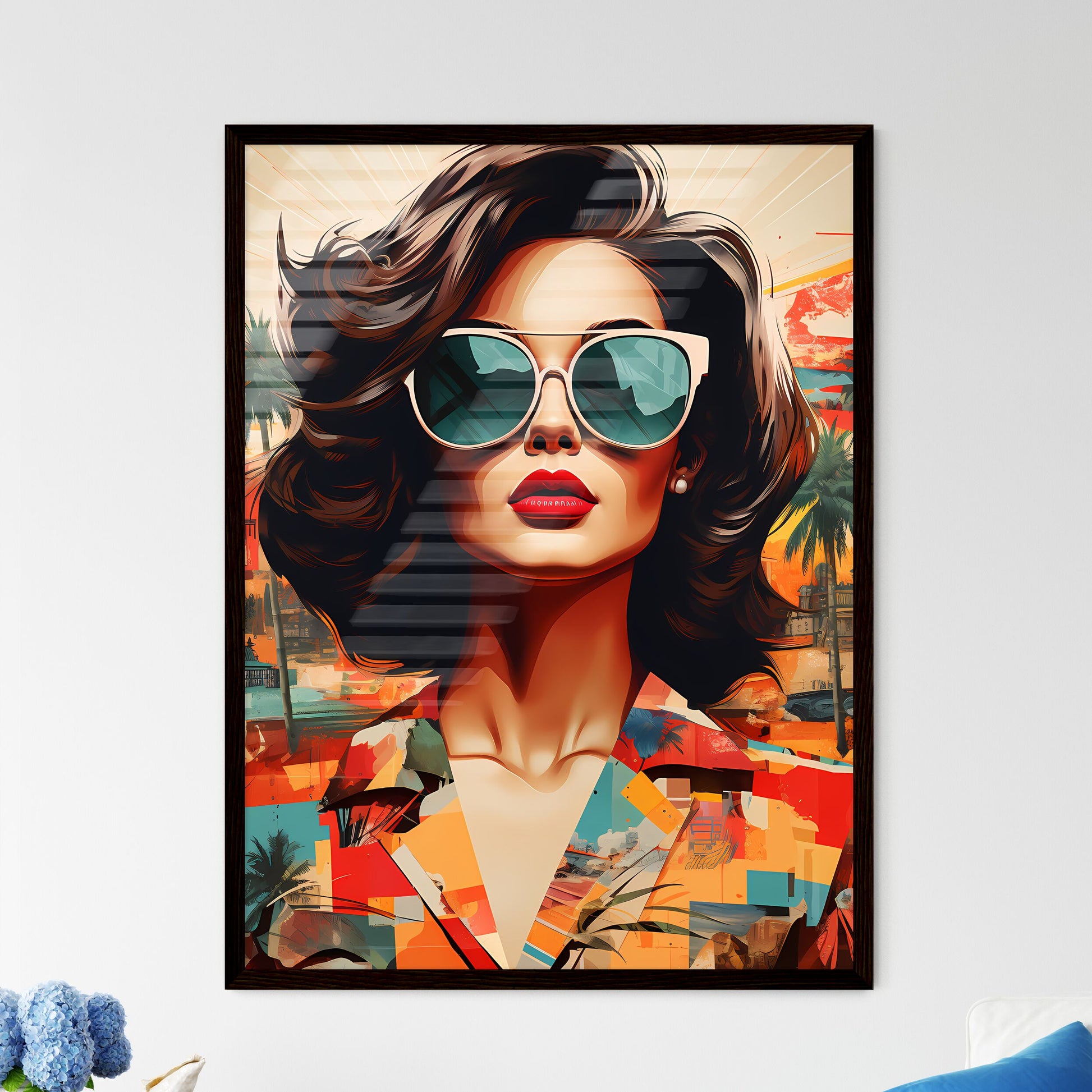 A Poster of Stylish retro poster with beauti - Framed Art Print