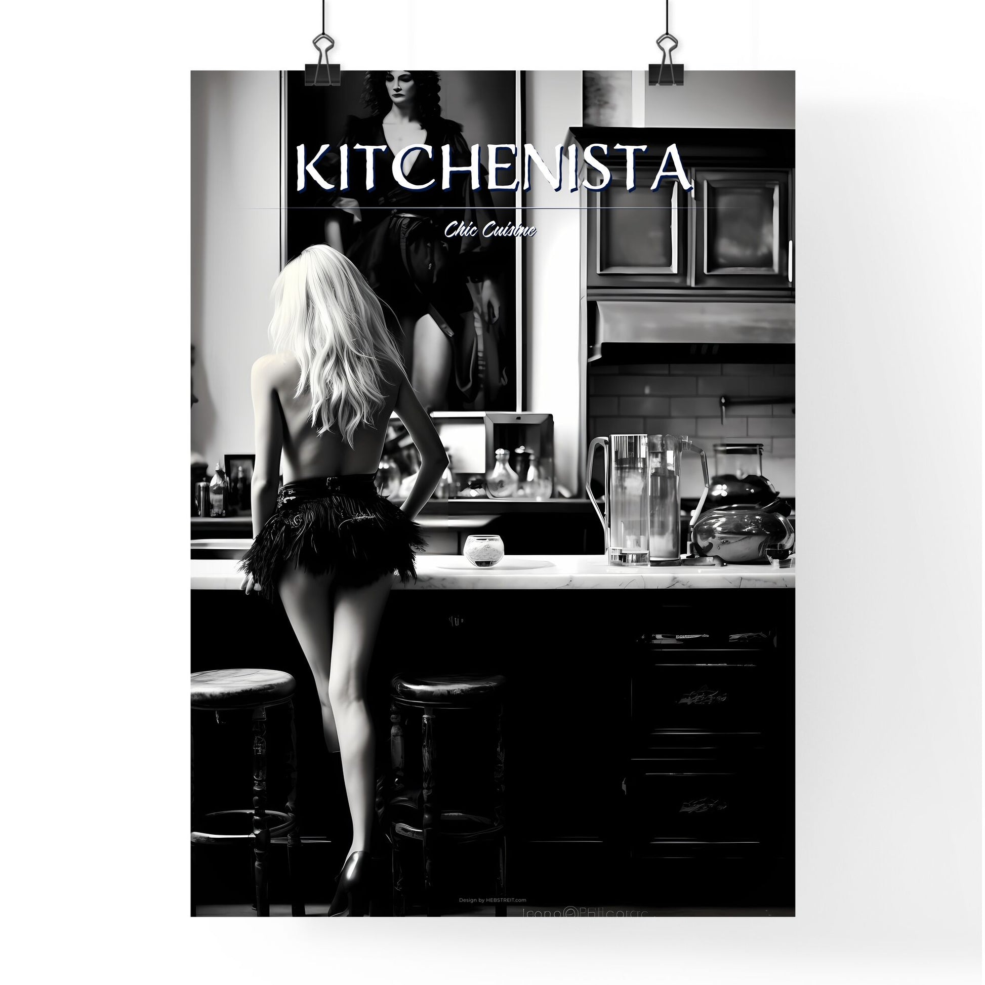 A Poster of leather goddess in a tres chic kitchen - A Woman Standing On A Counter Default Title