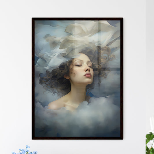 A Poster of cloudy sky portraits - A Woman W - Framed Art Print