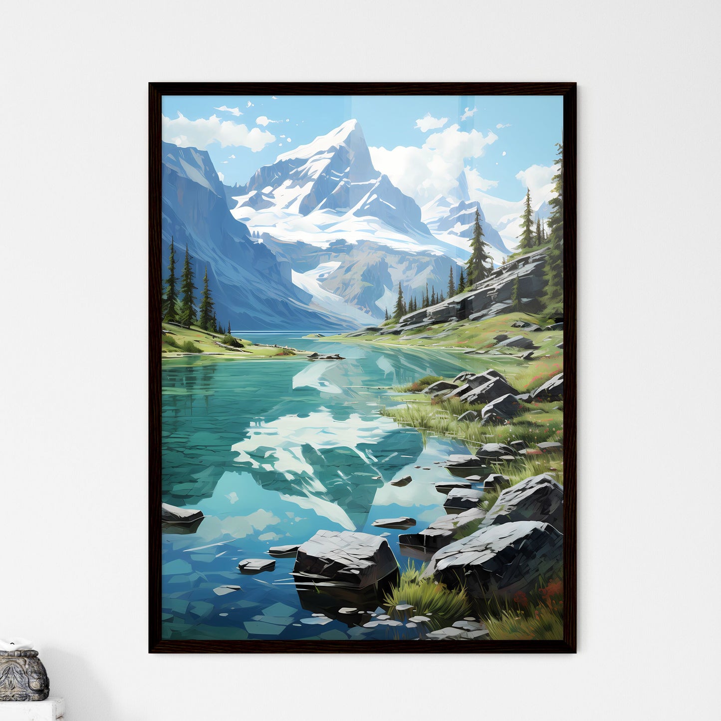 A Poster of Glacier National Park - A Lake S - Framed Art Print