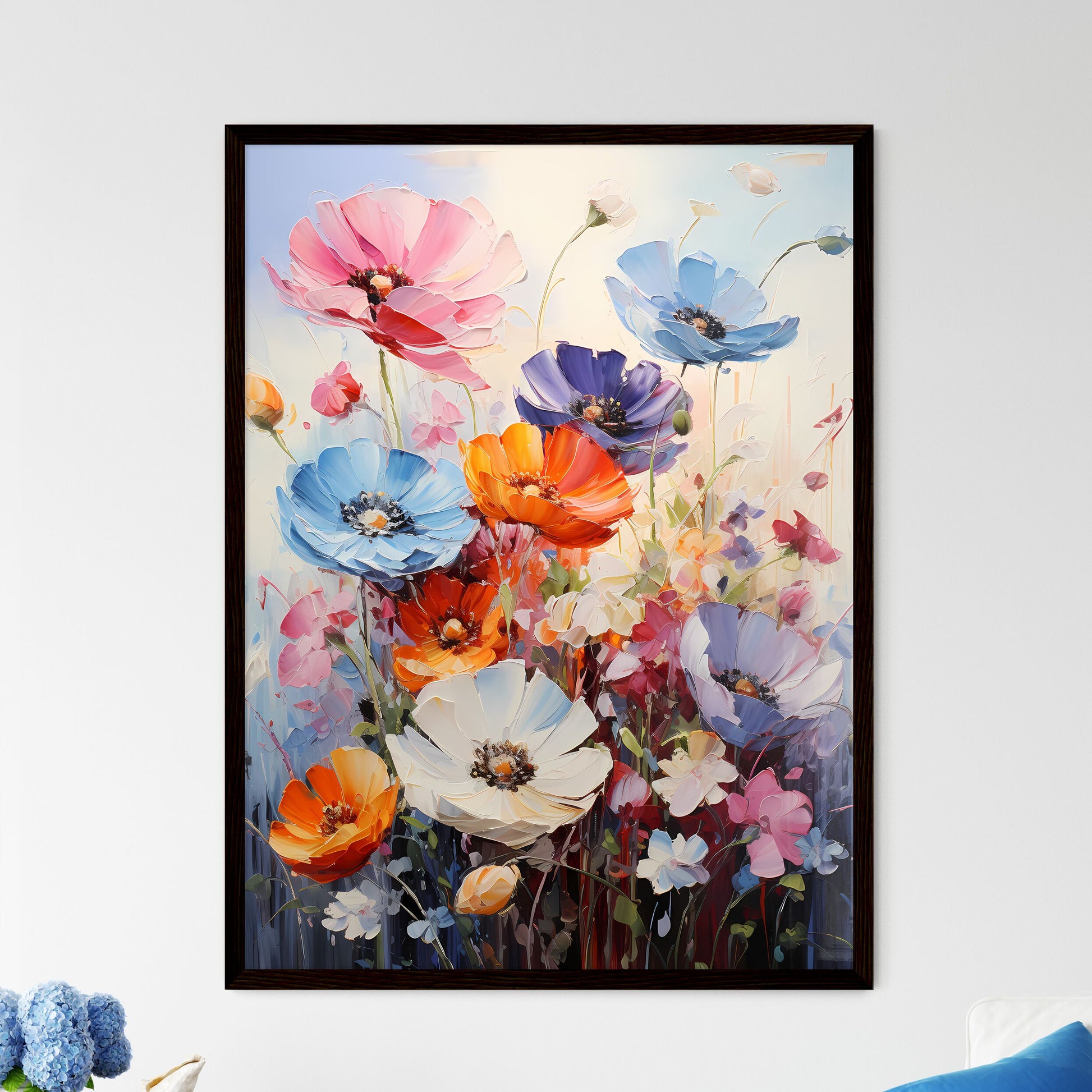 A Poster of In a sea of flowers - A Painting - Framed Art Print