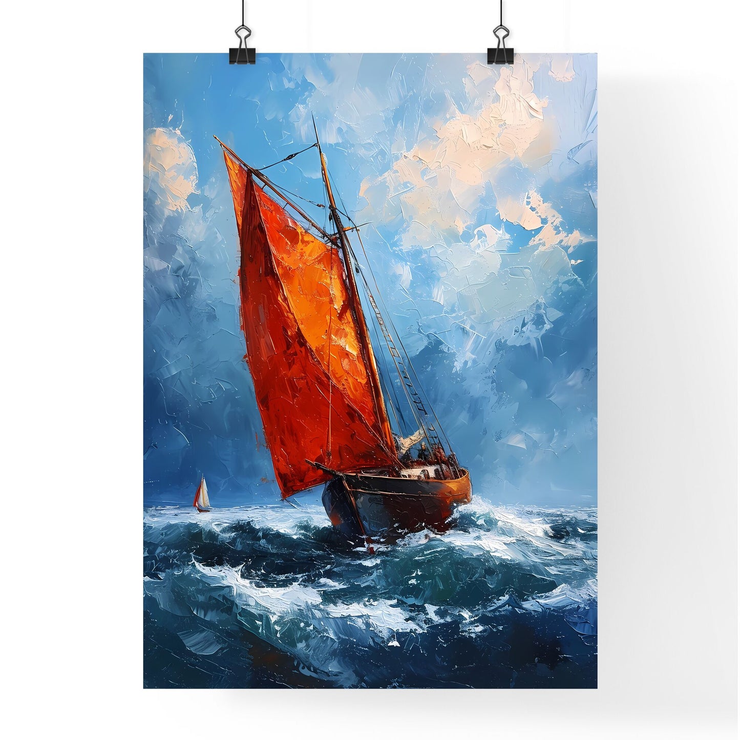 A Poster of Seascapes landscape - A Painting Of A Sailboat In The Ocean Default Title