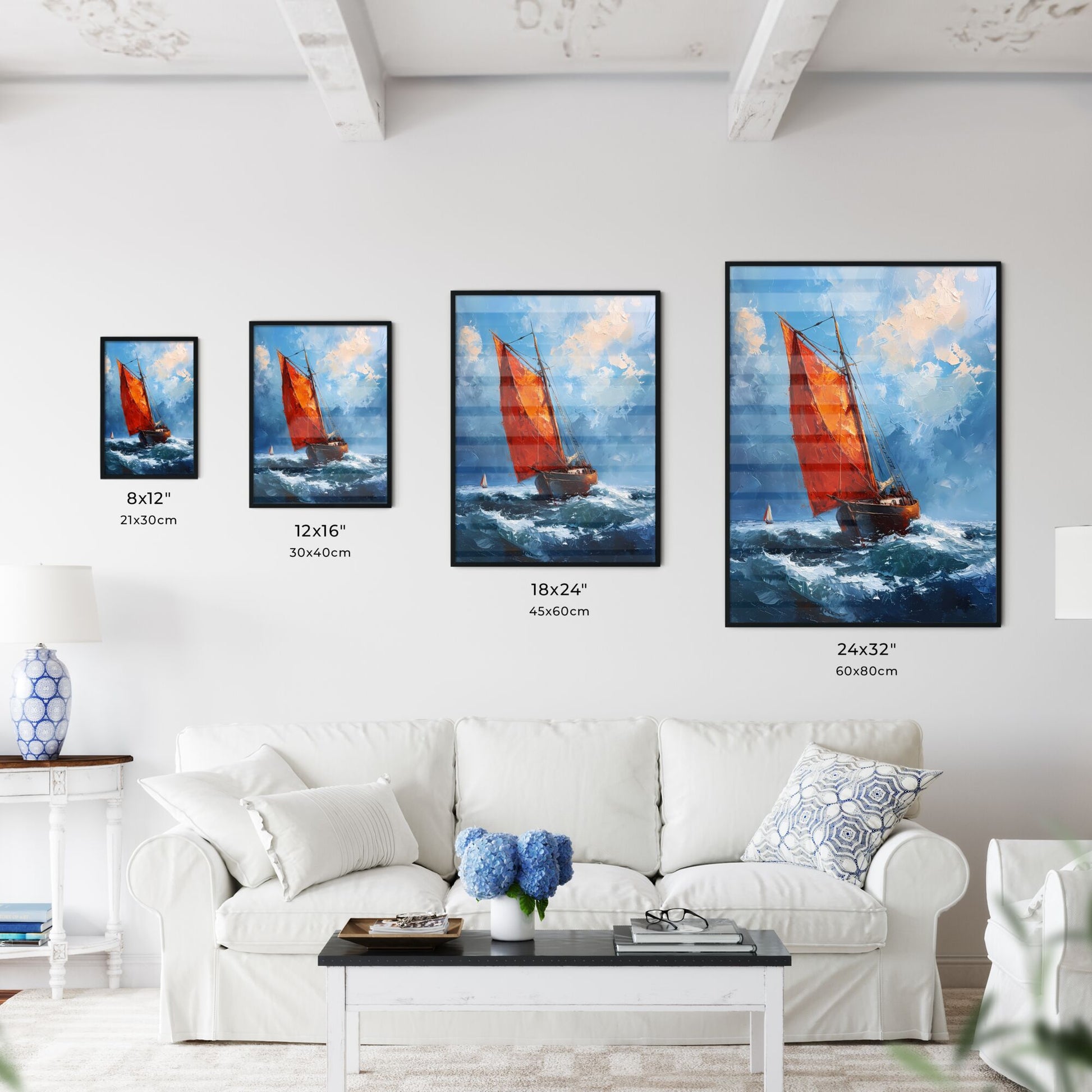 A Poster of Seascapes landscape - A Painting Of A Sailboat In The Ocean Default Title