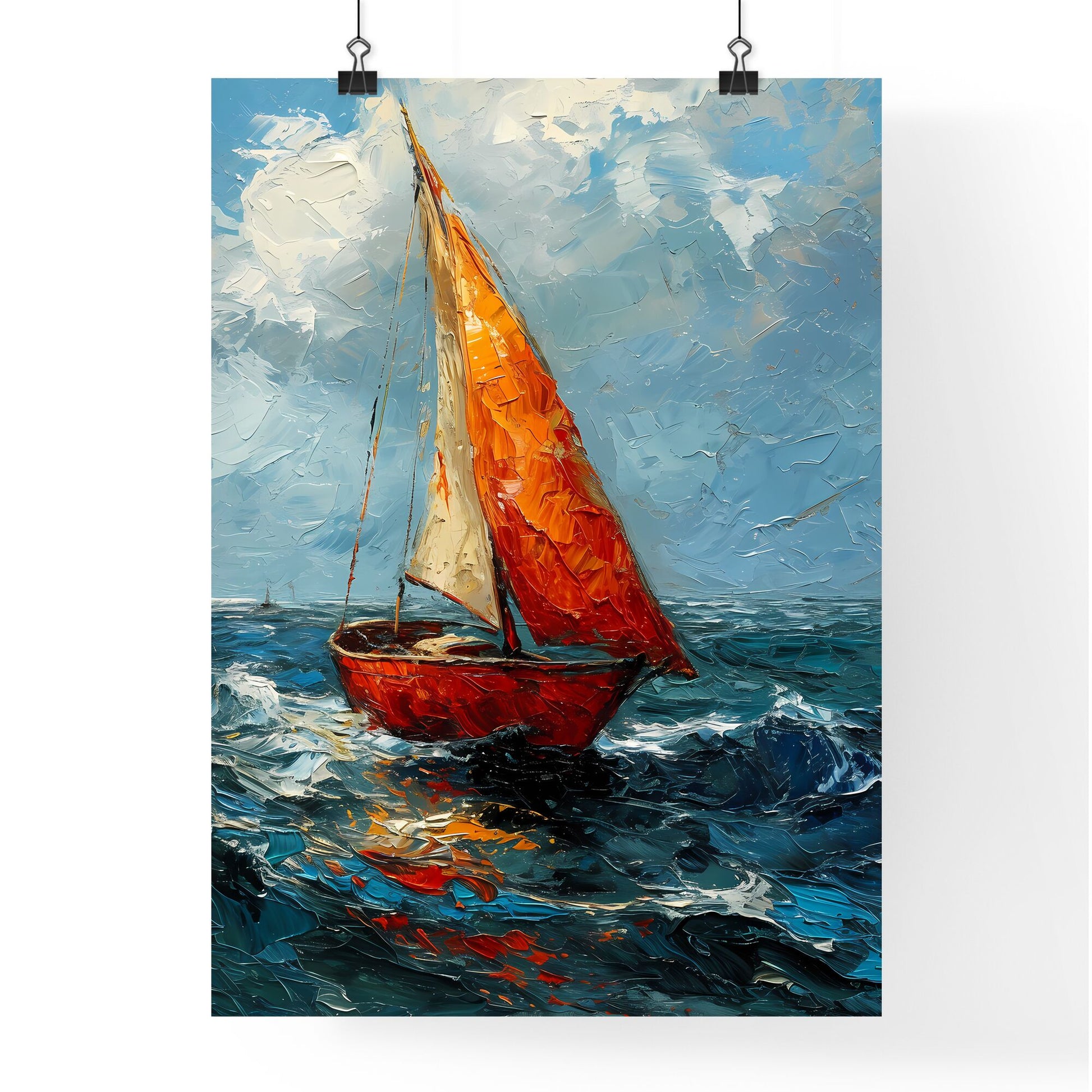 A Poster of Seascapes landscape - A Painting Of A Sailboat In The Ocean Default Title