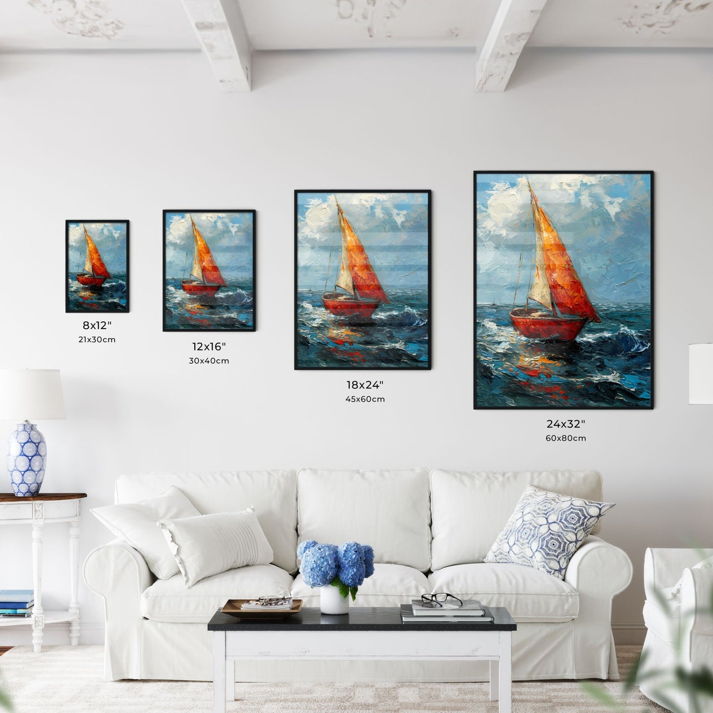 A Poster of Seascapes landscape - A Painting Of A Sailboat In The Ocean Default Title