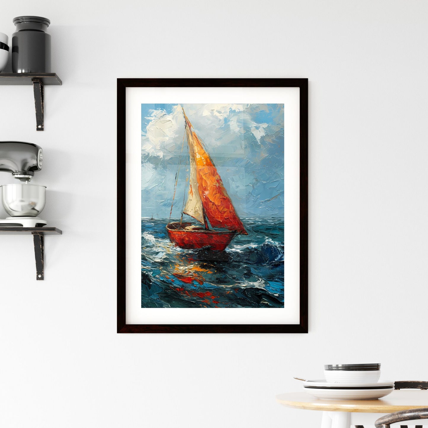 A Poster of Seascapes landscape - A Painting Of A Sailboat In The Ocean Default Title