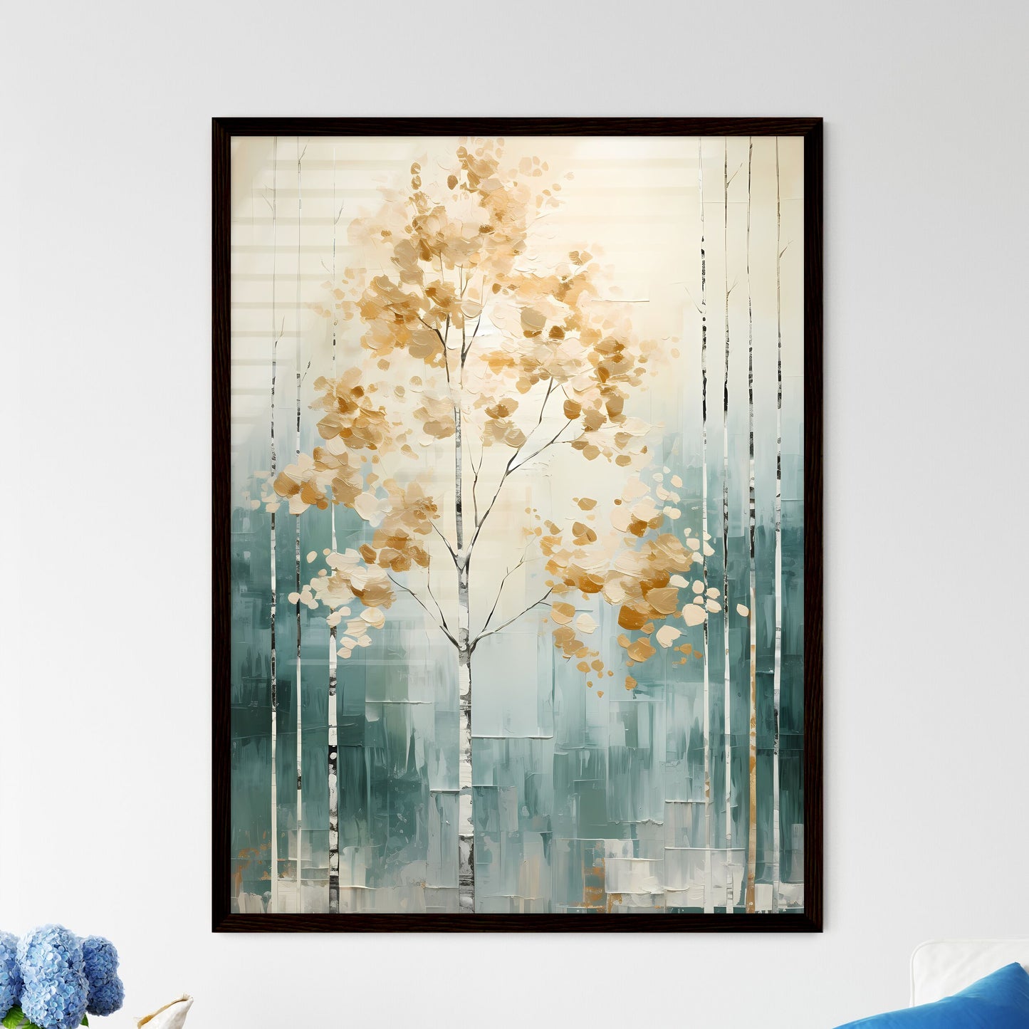 A Poster of painted forest of trees in white - Framed Art Print