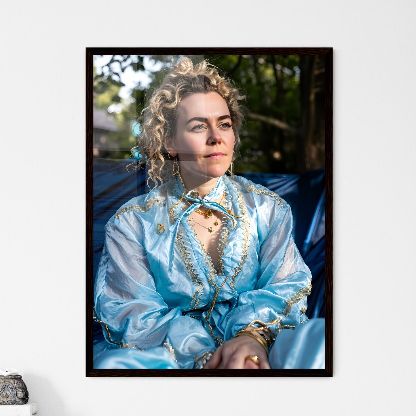 A Poster of pink and blue pastel photomodel  - Framed Art Print