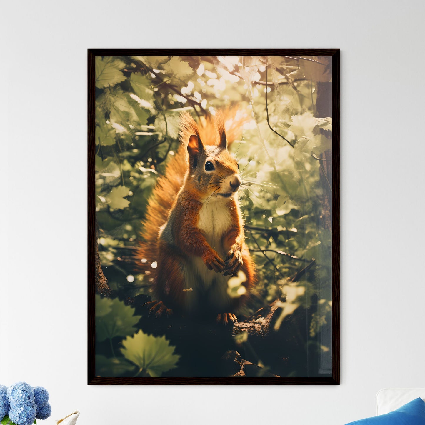 A Poster of a squirrel scampers after nuts  Wall Art
