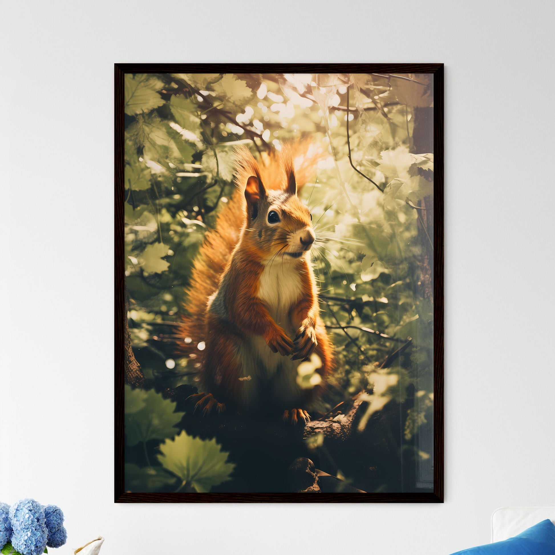 A Poster of a squirrel scampers after nuts  Wall Art