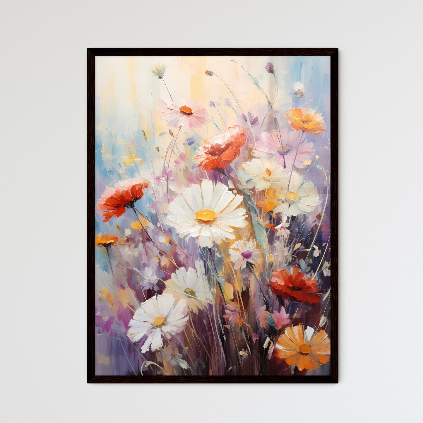 A Poster of In a sea of flowers - A Painting - Framed Art Print