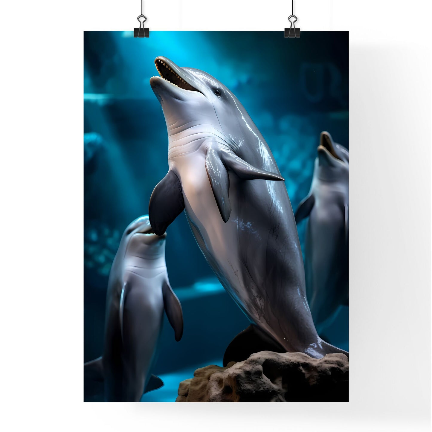 A Poster of A singing dolphin - A Group Of Dolphins In Water Default Title